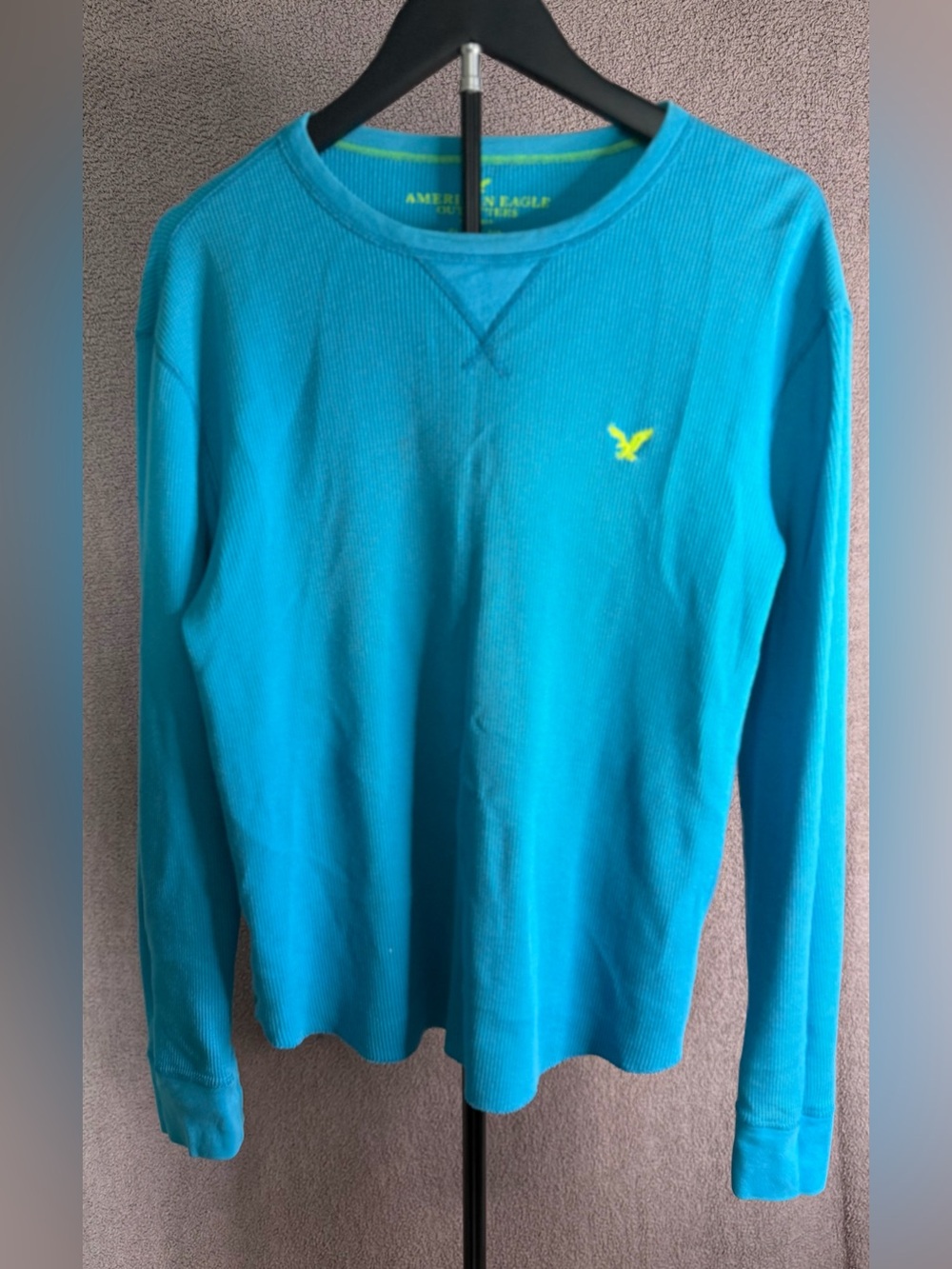 American Eagle Blue Waffle Knit Thermal Long Sleeve Shirt Size M